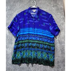 California Krush Shirt 3X Women Button Up Tropical Floral Cruise Resort See Flaw